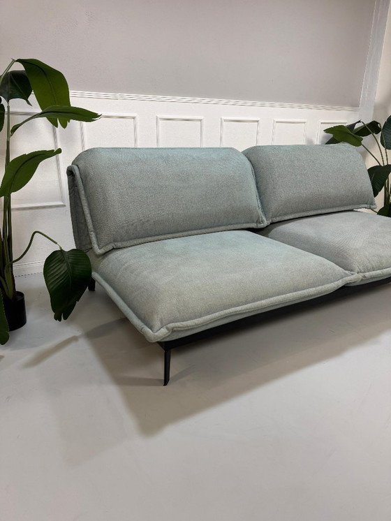 Image 1 of Rolf Benz Nova Designer Sofa Sleeping Function Fabric Green Blue Couch