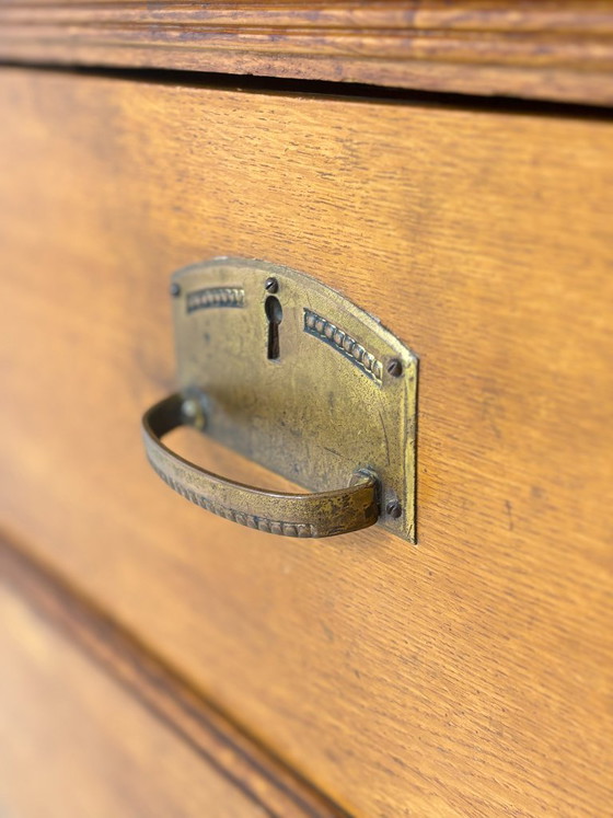 Art Nouveau wardrobe | linen cupboard | oak, circa 1920, with mirror | German design – Wood (photo 11 of 12)