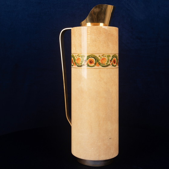 Termos Aldo Tura Mod. 1157D in pergamena di capra con fregio decorativo, 1970 – Carrelli bar, Leather (photo 21 of 21)