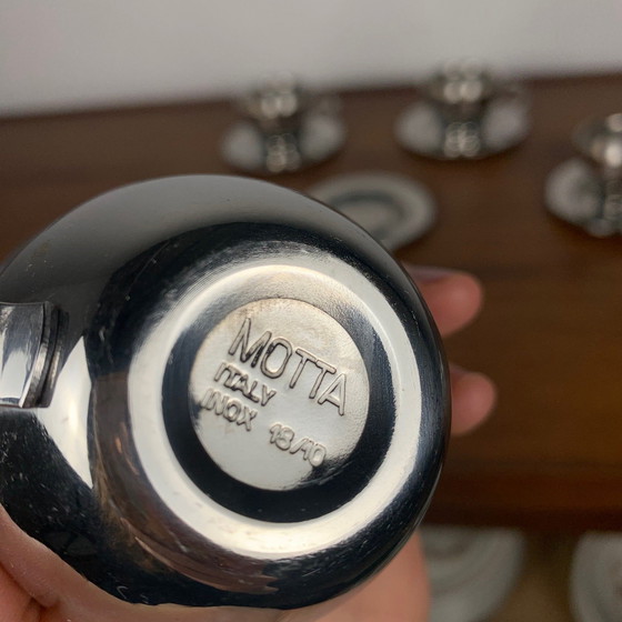 Image 1 of Set di 6 tazzine da caffè italiane vintage in acciaio inossidabile, 1970 (Motta + NPB)