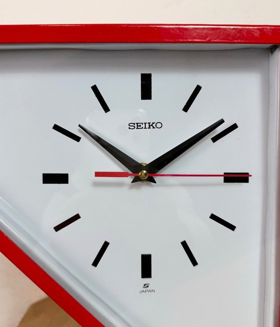 Image 1 of Horloge murale double face Seiko Ships rouge vintage, années 1970