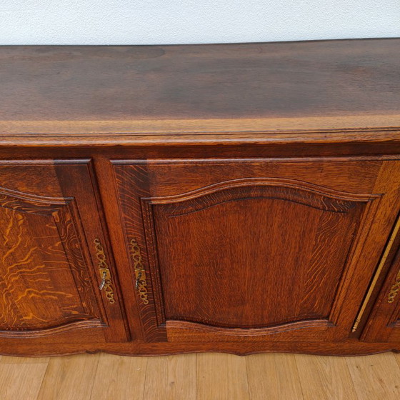 Vintage rustic wooden sideboard, wall cabinet, buffet. (photo 14 of 17)
