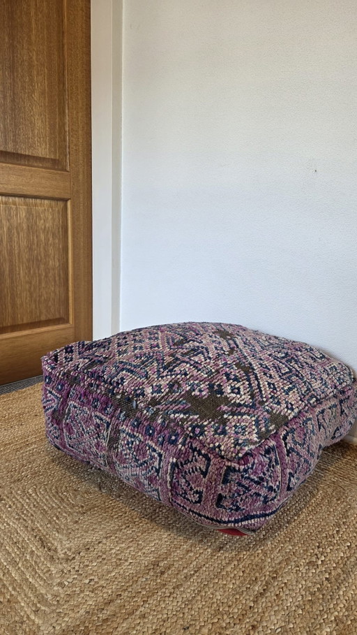 Vintage Berber Poef – hockers en poefs, Wool