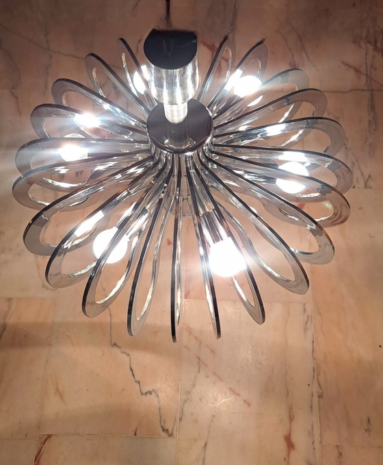 Pop Art / Space Age Lampe 60er Jahre, Deckenleuchten, Metall, Kunststoff, Silber (Foto 4 von 9)