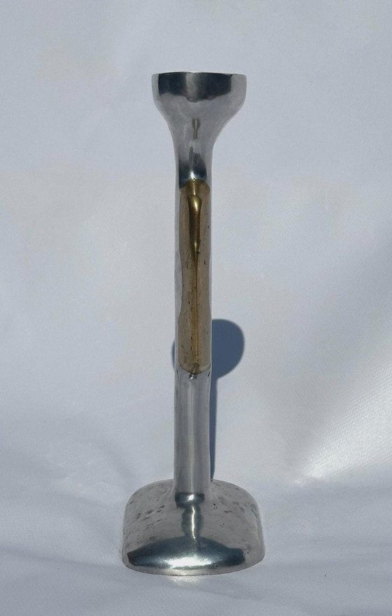 Portacandele scultoreo David Marshall, alluminio e bronzo, Argentato, Design (foto 3 di 6)