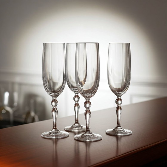 Image 1 of Bicchieri da champagne vintage in cristallo alti 4x