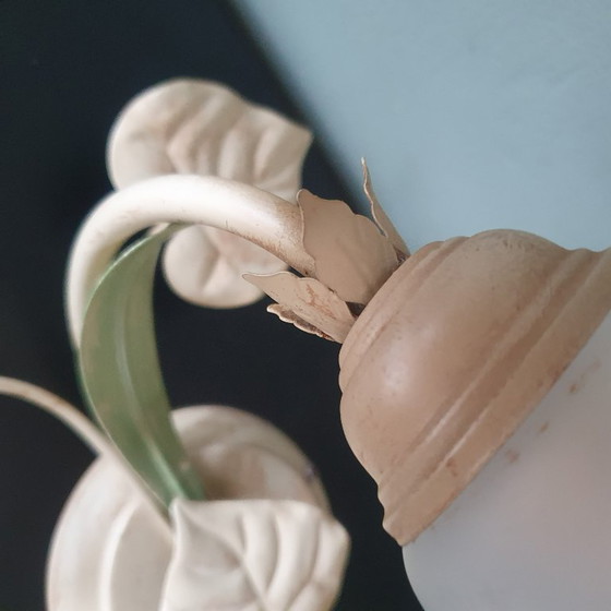 Image 1 of Vintage Italian wall lamp - Floral - Voghera - glass shade
