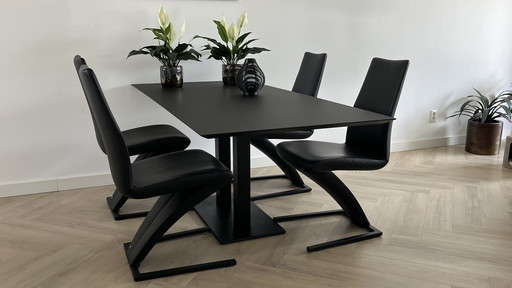 Table de salle à manger rectangulaire noire de Sumisura 90x190