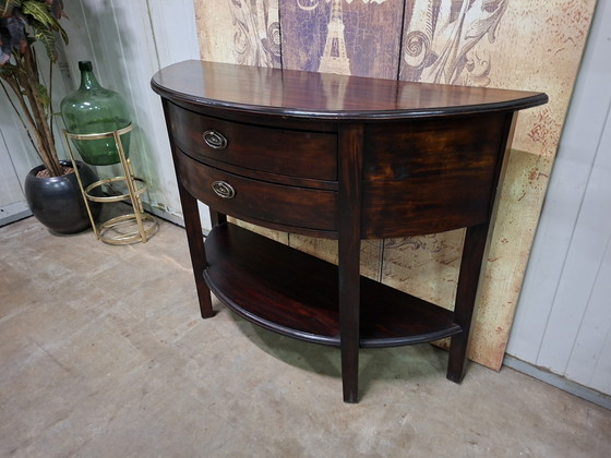 Image 1 of Klassieke halfronde sidetable, wandconsole, haltafel afm.111x40cm en 70cm hoog.