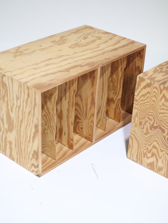 Image 1 of 2 meubles muraux pour disques vinyles, en pin, style vintage danois