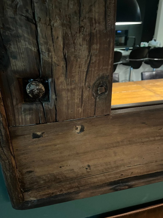 Prachtige Eikenhouten Spiegel – Glass, Wood (photo 3 of 5)