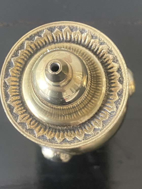 Image 1 of Duo of vintage salt and pepper shakers in silver-plated brass, early 20th century. English provenance