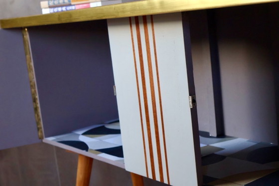 Image 1 of Restyled Mid-Century Cabinet with Graphic Details