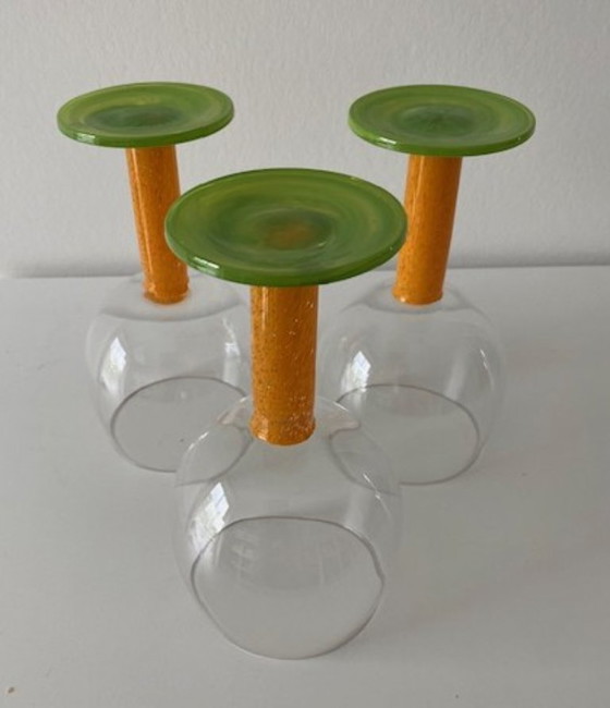WMF 6 Schitterende Memphis Style Rode Wijnglazen 1980's – Glazen & Karaffen, Glass (photo 7 of 9)