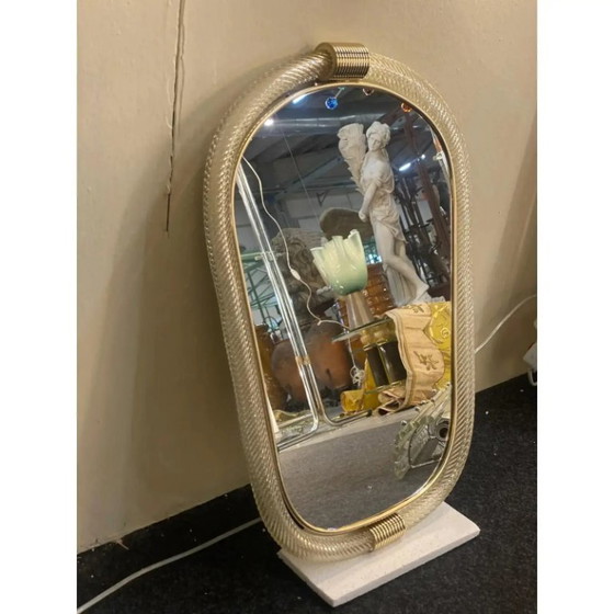 Image 1 of Venetian Style Murano Glass Mirror with Twisted Torciglione Frame