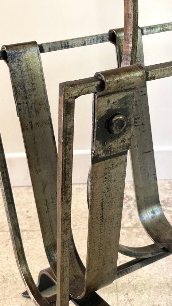 Image 1 of Vintage Brutalist Steel Magazine Rack