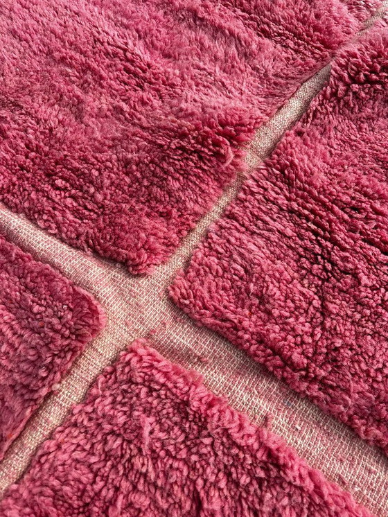 Image 1 of Tapis marocain Mrirt rose en laine 160x190 cm - Tapis bohème tissé à la main avec motif géométrique