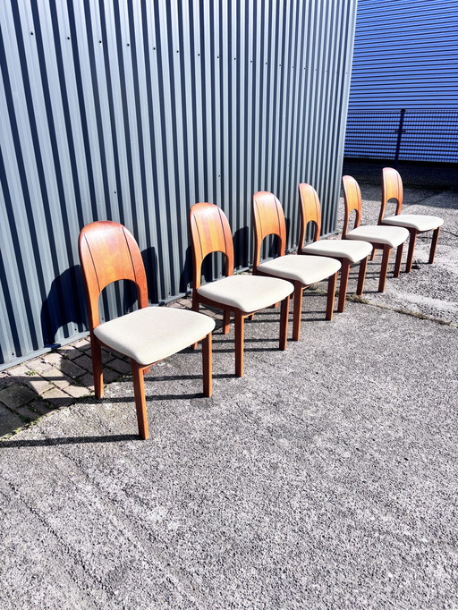 6 x vintage teak deens eetkamerstoelen 