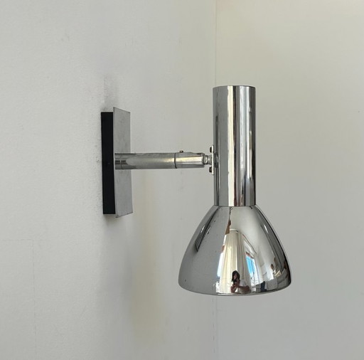 Vintage adjustable wall lamp, chromed metal, France 1970