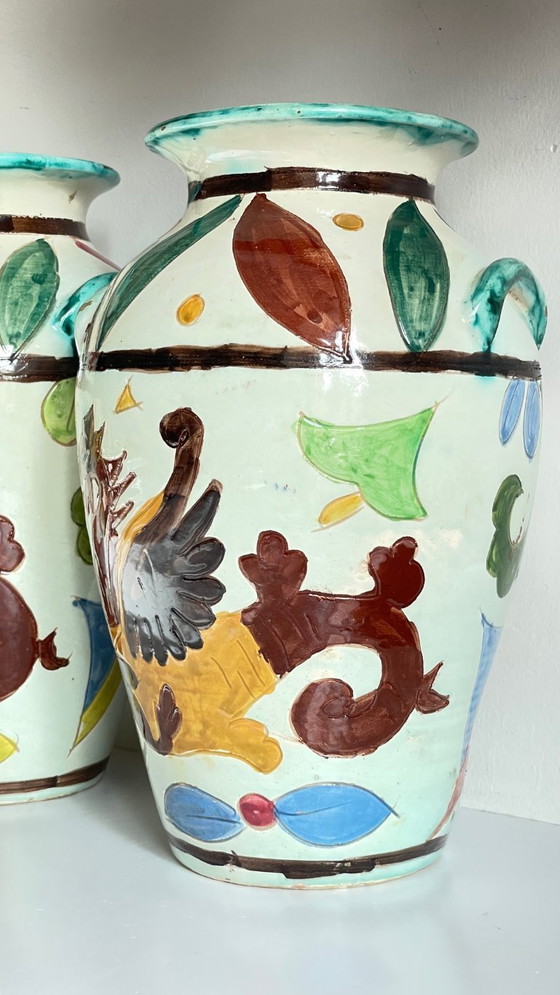 Image 1 of Vintage Italy VASES DRAGON Pattern