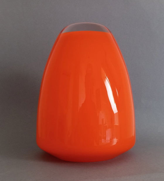 Image 1 of Énorme vase en verre orange/blanc Walther Gropius Bauhaus 'TAC02' Rosenthal 1969