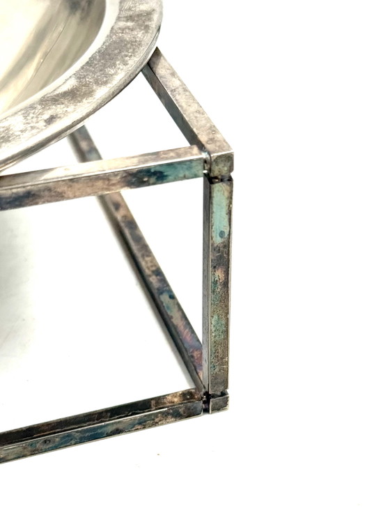 Image 1 of Bol / vide poche en métal argenté, Italie Mid Century 1970