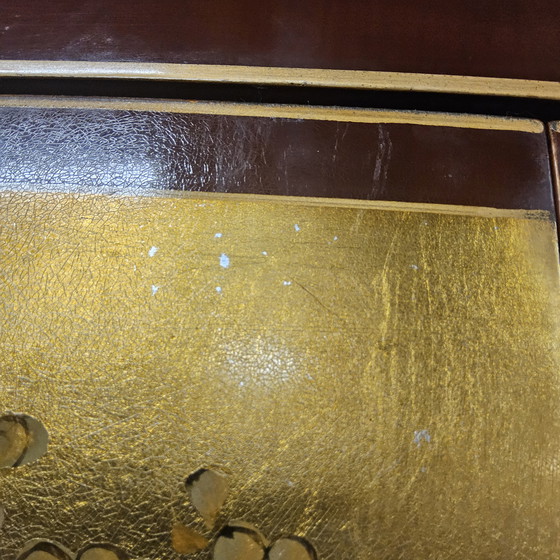 Image 1 of Vintage Chinese kast bladgoud en bloemen / oosterse kast / bohemian kast / Aziatische kast 