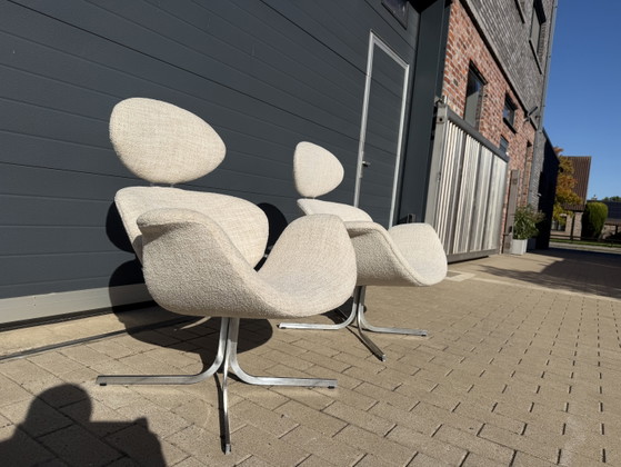 2x 1. Edition Artifort Big Tulip Neuwertig! Pierre Paulin in Beige/Ecru Bouclé – Sessel, Textile (photo 5 of 12)