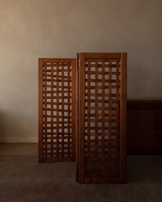 Image 1 of Divisorio per stanza vintage in legno di pino, divisorio per stanza a 3 parti