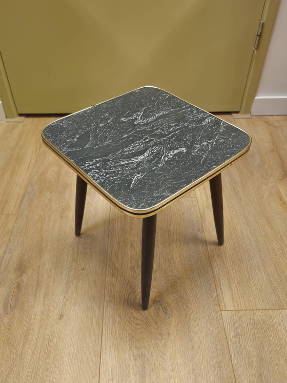 Image 1 of Vintage Plantentafeltje Tafeltje Bijzettafeltje Marmer-look 