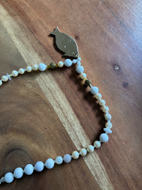 Image 1 of Nouveau collier avec perles vintage et pendentif doré