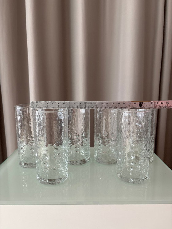 Set of 6 textured glass tumblers, Glass & Decanter, Transparent, Vintage (photo 3 of 8)