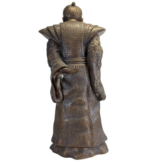 Monumental Estatua Antigua Japonesa de Bronce de un Samurai / Daimyo – Período Meiji (92 cm) – 34.2 kg (photo 8 of 11)
