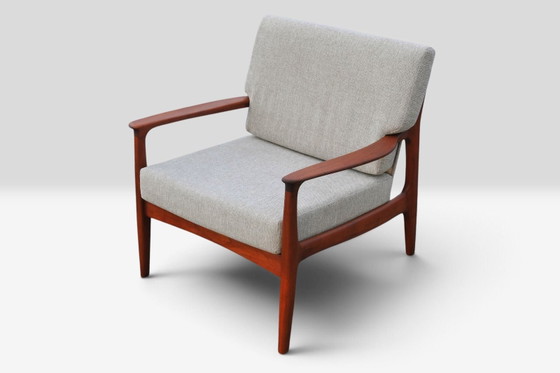 Canapé vintage en teck Eugen Schmidt Soloform et 2 fauteuils – Sofas, Bois, Textile (photo 3 of 13)