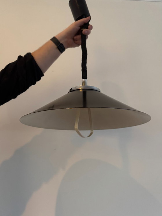 Image 1 of Vintage verstelbare hanglamp - zwart, crème en zilver