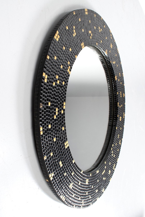 Image 1 of Grote ronde spiegel met mozaïek