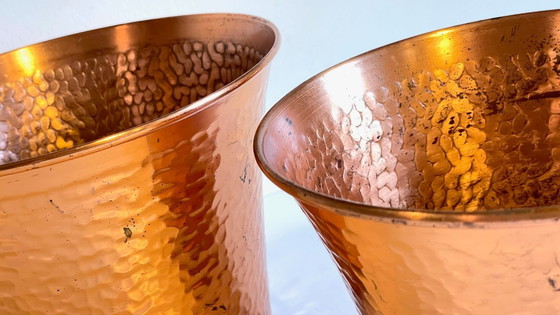 Image 1 of Hammered Copper Flowerpots, 1960s