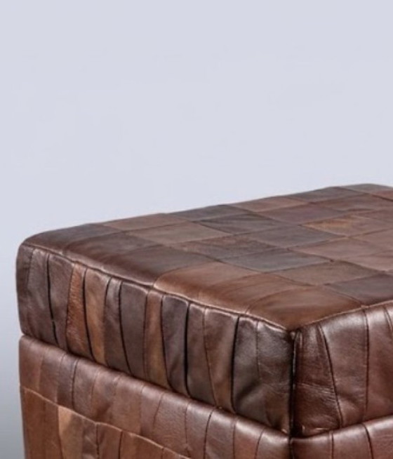 Pouf De Sede in patchwork di pelle, Poggiapiedi e pouf, Marrone (foto 2 di 6)