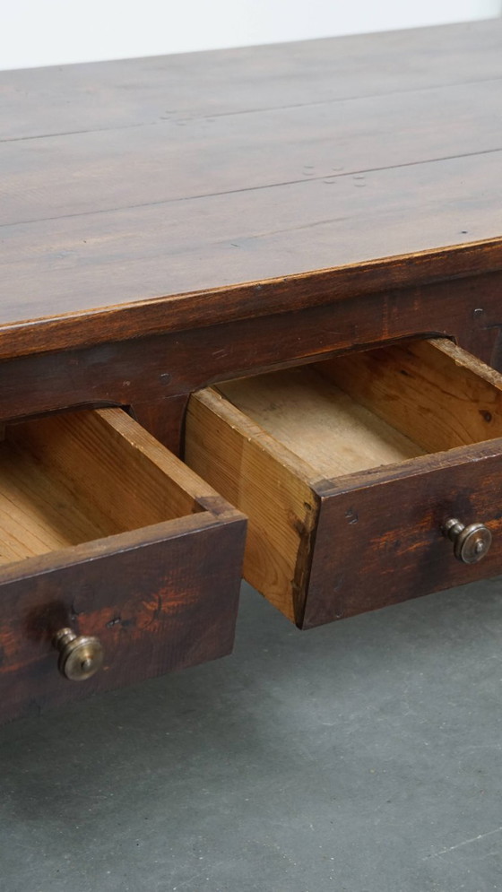 Image 1 of Antique French fruitwood coffee table with 5 drawers