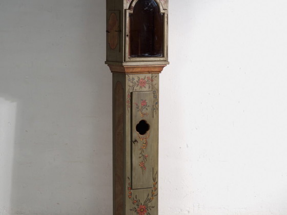Boîtier d'horloge de parquet ancien en pin peint – Europe Centrale, circa 1850 – Pendules, Iron, Glass (photo 2 of 40)