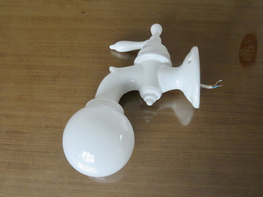 White Ceramic Wall Lamp with Opaline Ball, 1970