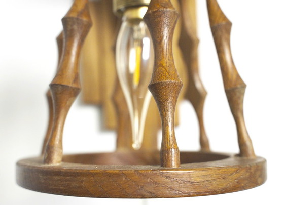 Image 1 of Set van twee Spaanse wandlampen, vintage houten lantaarnlampen, mediterrane verlichting in art-deco-stijl.