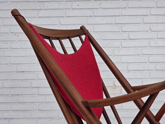 1960s Danish rocking chair by Frank Reenskaug, model 182, reupholstered. – Wood, Wool (photo 15 of 18)