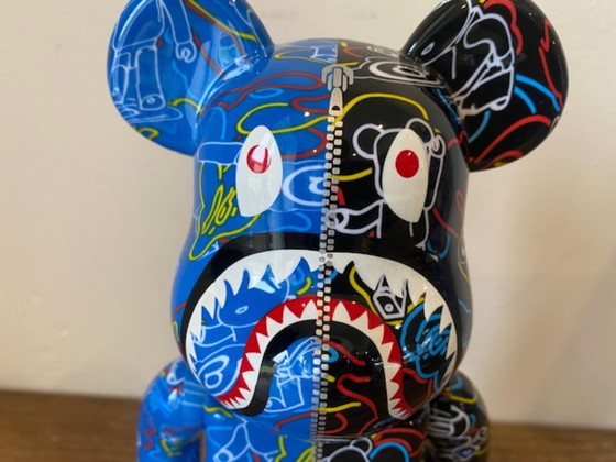 Image 1 of Bearbrick BAPE play camo shark blue 400% MEDICOM toys