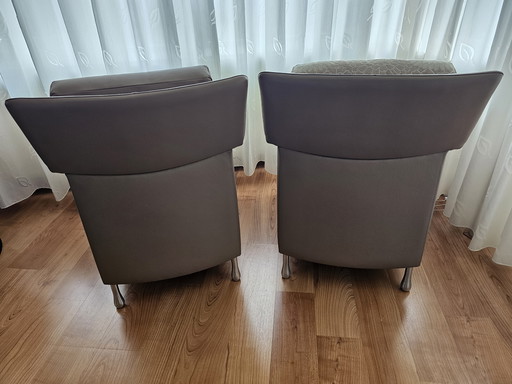 Leolux armchairs including hocker