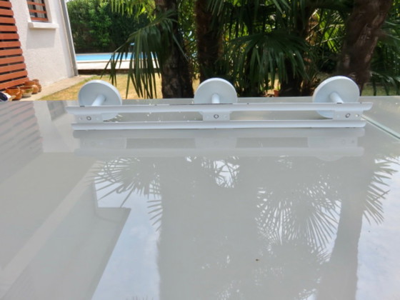 Image 1 of White Lacquered Metal Coat Rack with 3 Coat Hooks, 80s', wall-mounted