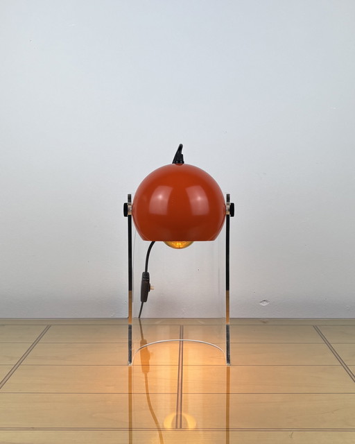 Vintage Eyeball Lamp 1970s Space Age Sputnik design 70s Orange Spot Light with Acrylic Stand Mid Century Modern Industrial