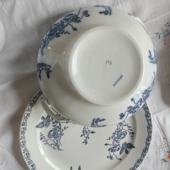 Image 1 of 🪻 Vajilla antigua Sarreguemines "Coquelicots" de 9 piezas — Herencia francesa