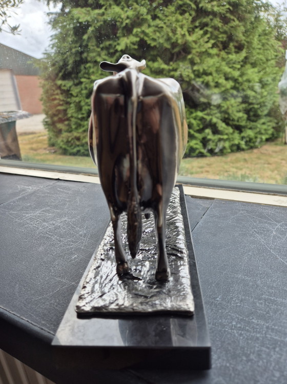 Verzilverd Koeienbeeld – Decoratieve objecten, Metal, Marble (photo 6 of 9)