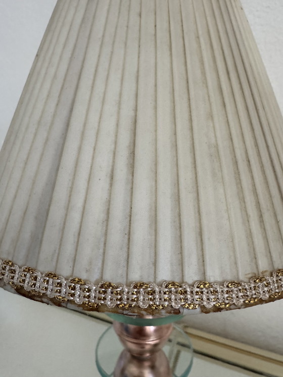 Image 1 of Kleine Art Deco glazen en koperen Bauhaus lamp